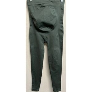 Blanqi Solid Green Everyday Maternity Belly Support Leggings Size M High Rise